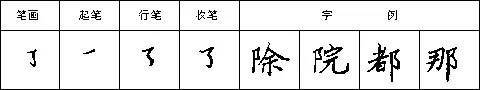 橫撇彎鉤的寫法